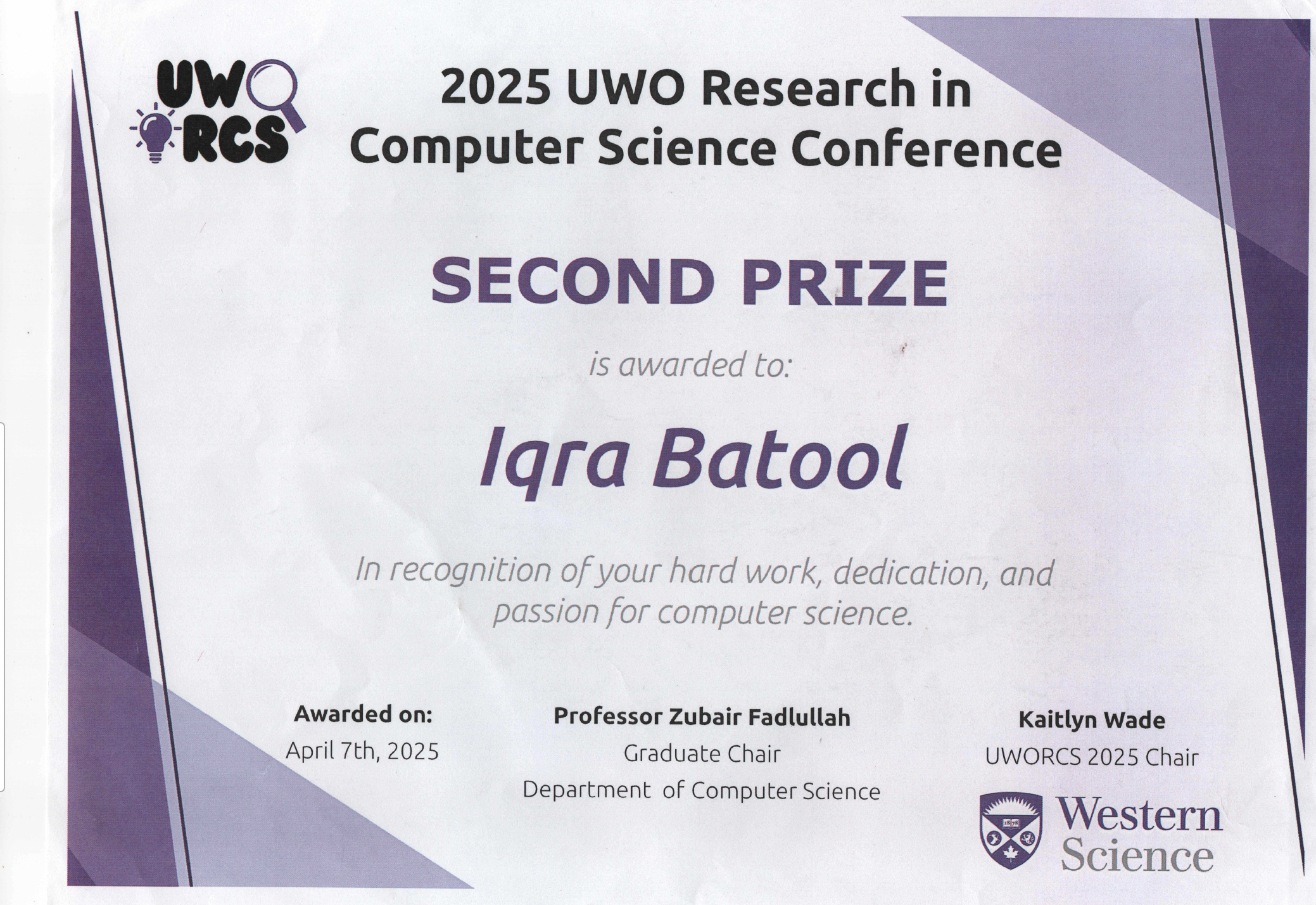 Conference Winner Certificate